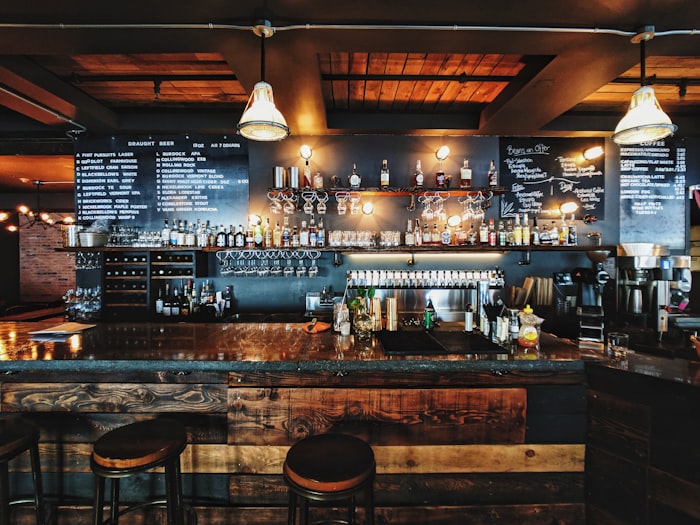 Restaurant dining room with tables and warm lighting